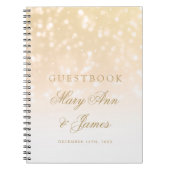 Weddenschap Goud Bokeh Sparkle Lights Notitieboek (Voorkant)