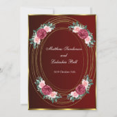 Weddenschap Goud Roze Rode Bloemen Klassiek Kaart (Achterkant)