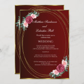 Weddenschap Goud Roze Rode Bloemen Klassiek Kaart (Voorkant / Achterkant)