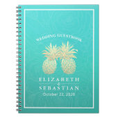 Weddenschap Goudanananas Paars Blauwgroen Rozen Notitieboek (Voorkant)