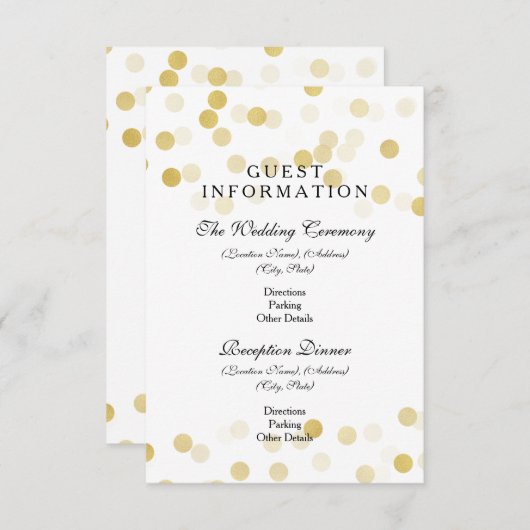 Weddenschap Goudolie Glitter Lichten Informatiekaartje (Voorkant / Achterkant)