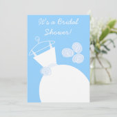 Weddenschap Gown Blue-bruid-doucheuitnodiging wit Kaart (Staand voorkant)