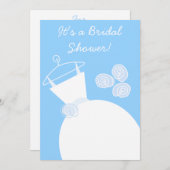 Weddenschap Gown Blue-bruid-doucheuitnodiging wit Kaart (Voorkant / Achterkant)