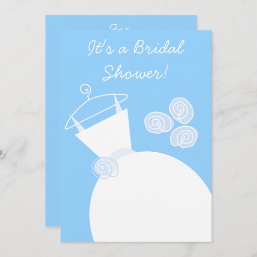 Weddenschap Gown Blue-bruiddoudeuitnodiging Kaart (Voorkant / Achterkant)