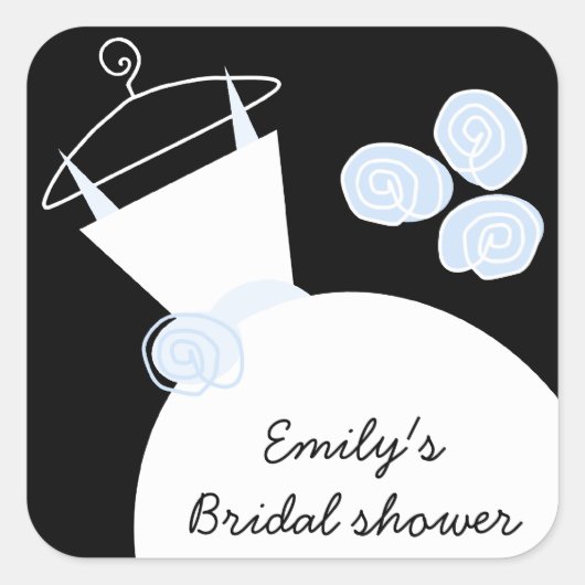 Weddenschap Gown Blue 'Vrijgezellenfeest' vierkant Vierkante Sticker (Voorkant)