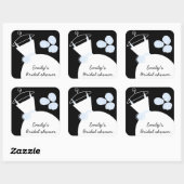 Weddenschap Gown Blue 'Vrijgezellenfeest' vierkant Vierkante Sticker (Vel)