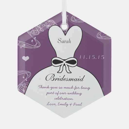 Weddenschap Gown Bridesmaid Weddenschap met Kerstm Glas Ornament (Voorkant)