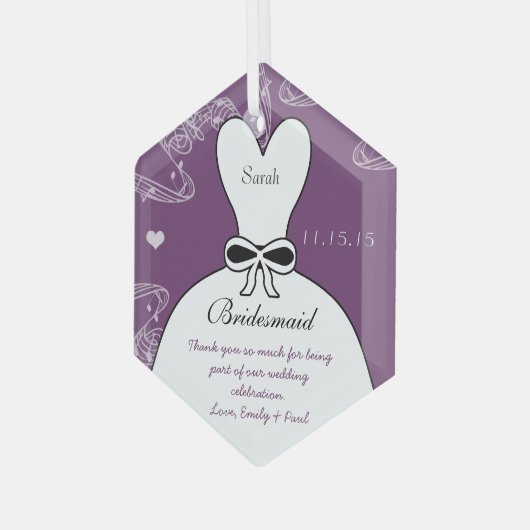 Weddenschap Gown Bridesmaid Weddenschap met Kerstm Glas Ornament (Voorkant links)