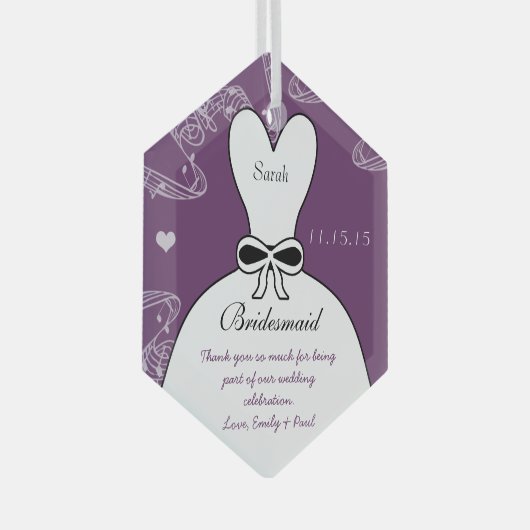 Weddenschap Gown Bridesmaid Weddenschap met Kerstm Glas Ornament (Voorkant Rechts)