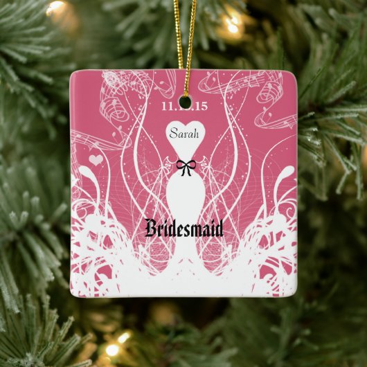 Weddenschap Gown Bridesmaid Weddenschap met Kerstm Keramisch Ornament (Boom)