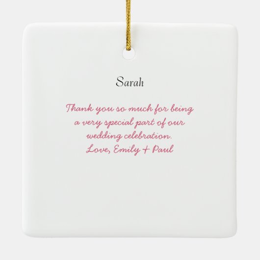 Weddenschap Gown Bridesmaid Weddenschap met Kerstm Keramisch Ornament (Achterkant)