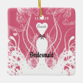 Weddenschap Gown Bridesmaid Weddenschap met Kerstm Keramisch Ornament (Voorkant)