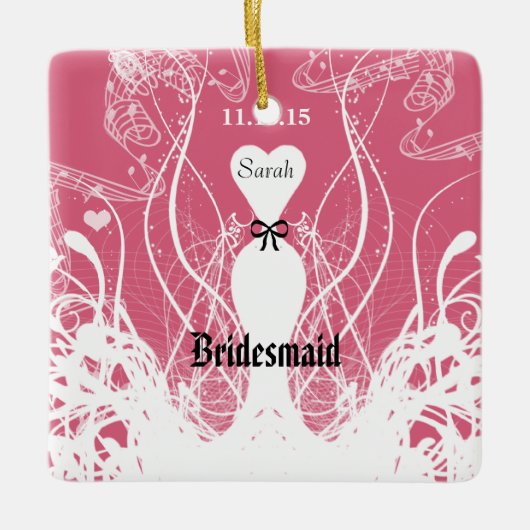 Weddenschap Gown Bridesmaid Weddenschap met Kerstm Keramisch Ornament (Voorkant)