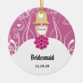 Weddenschap Gown Bridesmaid Weddenschap met Kerstm Keramisch Ornament (Voorkant)
