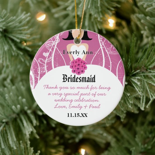 Weddenschap Gown Bridesmaid Weddenschap met Kerstm Keramisch Ornament (Boom)