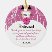 Weddenschap Gown Bridesmaid Weddenschap met Kerstm Keramisch Ornament (Voorkant)