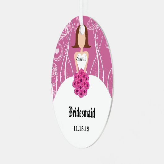 Weddenschap Gown Bridesmaid Weddenschap met Kerstm Metalen Ornament (Voorkant links)