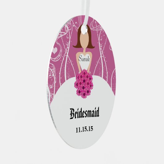 Weddenschap Gown Bridesmaid Weddenschap met Kerstm Metalen Ornament (Voorkant Rechts)