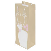 Weddenschap Gown Pink Bride beige gift Wijn Cadeautas (Achterkant Gekanteld)