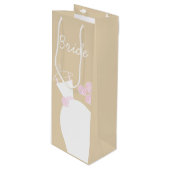Weddenschap Gown Pink Bride beige gift Wijn Cadeautas (Voorkant Gekanteld)