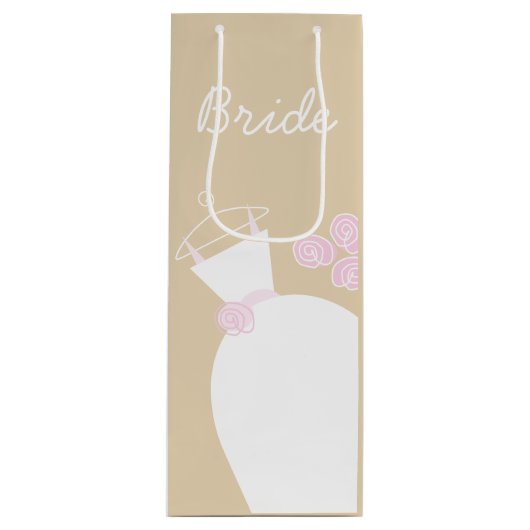 Weddenschap Gown Pink Bride beige gift Wijn Cadeautas (Voorkant)