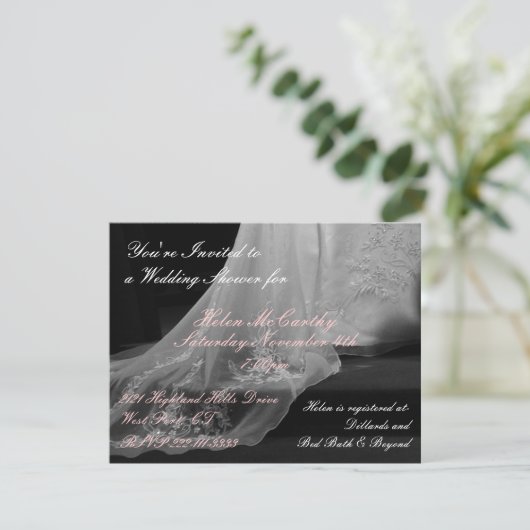 Weddenschap Gown Train Bridal Shower Kaart (Staand voorkant)