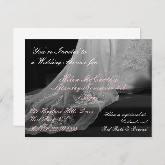 Weddenschap Gown Train Bridal Shower Kaart (Voorkant / Achterkant)