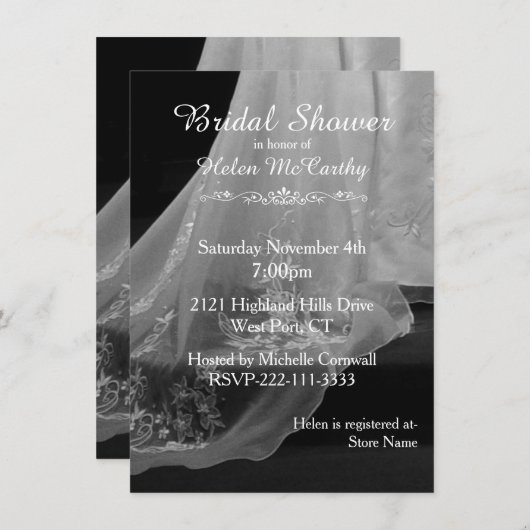 Weddenschap Gown Train Bridal Shower Kaart (Voorkant / Achterkant)