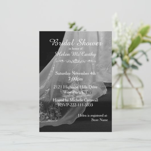 Weddenschap Gown Train Bridal Shower Kaart (Staand voorkant)