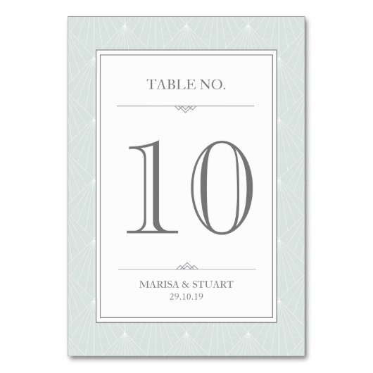 Weddenschap Green Art Deco Elegany-tabelkaart Kaart (Achterkant)