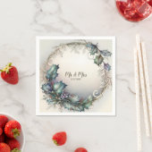 Weddenschap Green Paars Leaves Rustic Elegant Servet (Insitu)