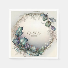 Weddenschap Green Paars Leaves Rustic Elegant Servet