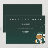 Weddenschap Green White Gingerbrood Santa Whimsica Save The Date (Voorkant / Achterkant)