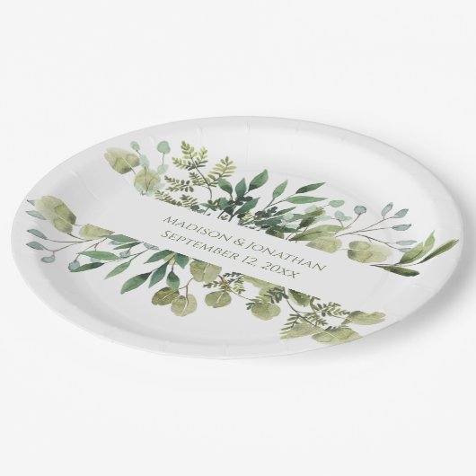 Weddenschap Greenery Eucalyptus Waterverf Datum Papieren Bordje (Gekanteld)