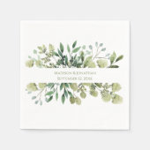 Weddenschap Greenery Eucalyptus Waterverf Datum Servet (Voorkant)