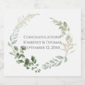 Weddenschap Greenery Eucalyptus Waterverf Datum Sparkling Wijnetiket (Enkel label)