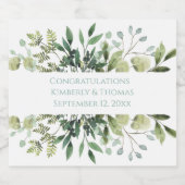 Weddenschap Greenery Eucalyptus Waterverf Datum Sparkling Wijnetiket (Enkel label)