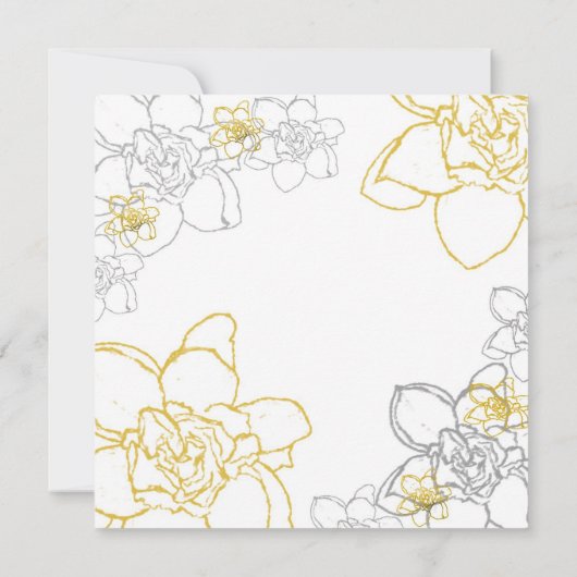 Weddenschap Grijs en Gele Bloemen Kaart (Achterkant)