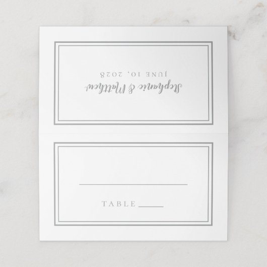 Weddenschap Grijs en Wit Eenvoudig Modern Trendy E Plaatskaartje (Buitenkant ongevouwen)