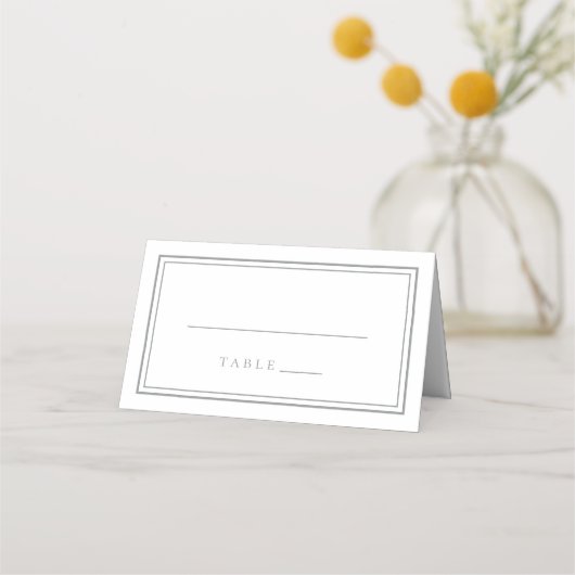 Weddenschap Grijs en Wit Eenvoudig Modern Trendy E Plaatskaartje (Voorkant)