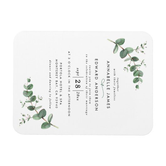 Weddenschap groen Eucalyptus botanische modern Inv Magneet (Horizontaal)