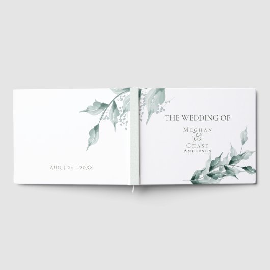 Weddenschap | Groene botanische grijze Jade Gastenboek (Volledig)