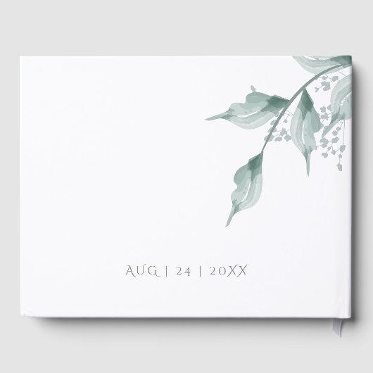 Weddenschap | Groene botanische grijze Jade Gastenboek (Achterkant)