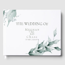 Weddenschap | Groene botanische grijze Jade Gastenboek