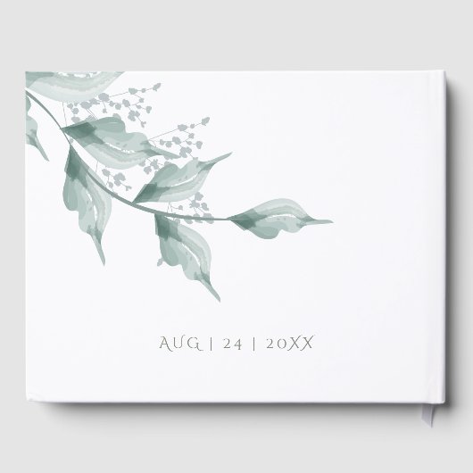 Weddenschap | Groene botanische grijze Jade Gastenboek (Achterkant)