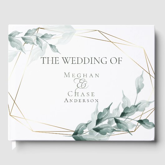 Weddenschap | Groene botanische grijze Jade Gastenboek (Voorkant)