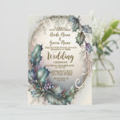 Weddenschap Groene Paarse bladeren Lijst Golden El Kaart (Staand voorkant)