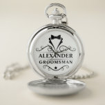 Weddenschap Groomsman Black Stropdas Zakhorloge<br><div class="desc">Weddenschap Stropdas Pocket Watch Groomsman</div>