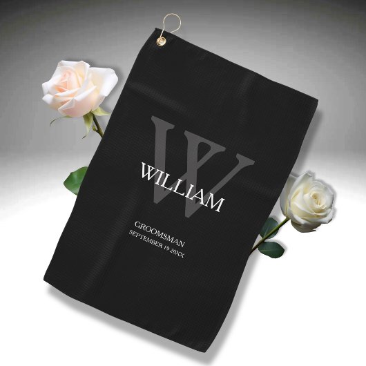 Weddenschap Groomsman Gift Elegant Monogram Cool B Golfhanddoek