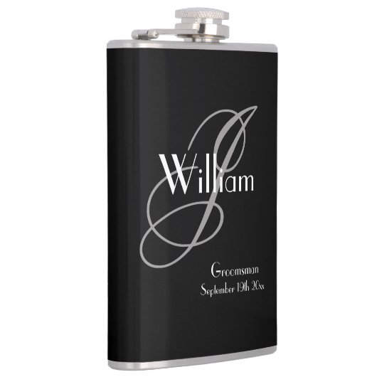 Weddenschap Groomsman Gift Elegant Monogram Cool B Heupfles (Rechts)